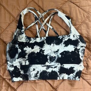 Black and White Strappy Sports Bra